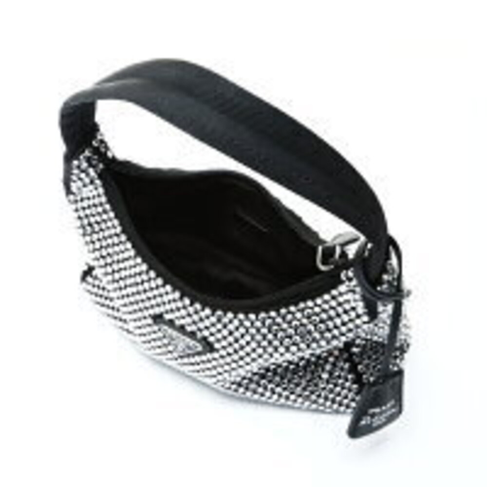 Prada Crystal Satin Hobo Bag Shoulder Black - Picture 12 of 13